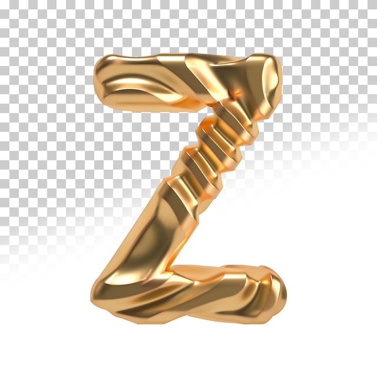 PSD letra z metal 3d render estilo