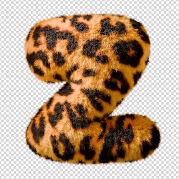Letra Z de la piel de leopardo aislada sobre un fondo transparente