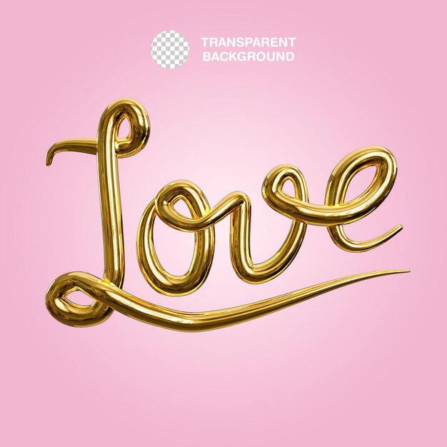 Letrado de amor dorado en 3D