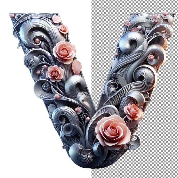 PSD letras 3d del alfabeto de las naturalezas creadas con elegantes hojas giratorias en png