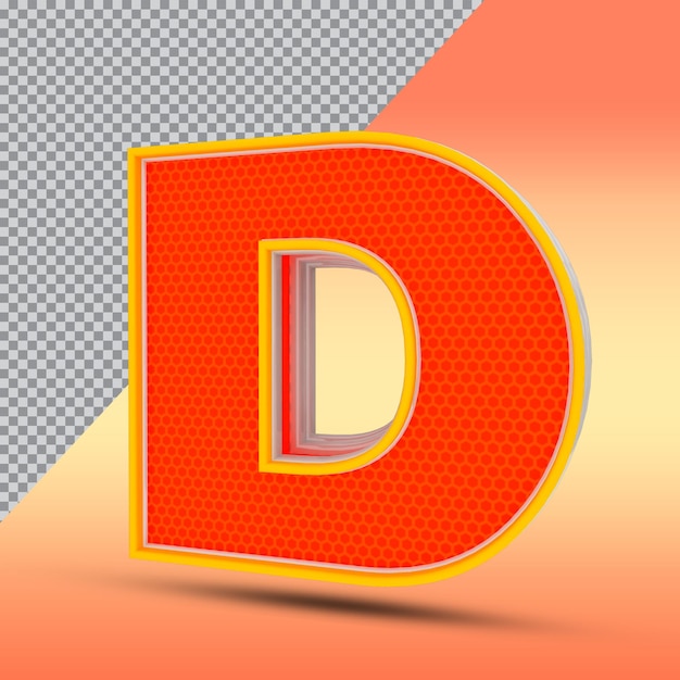 Letras 3d d efecto estilo color naranja