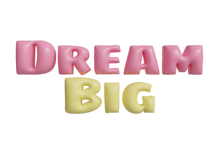 PSD letras 3d de grande sonho