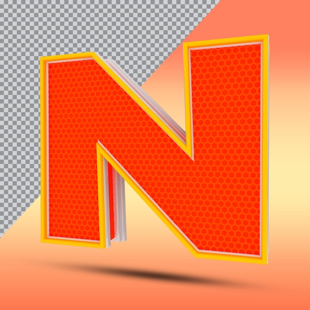 Letras 3d n efecto estilo color naranja