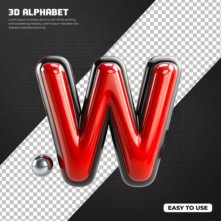 PSD las letras 3d o el alfabeto w