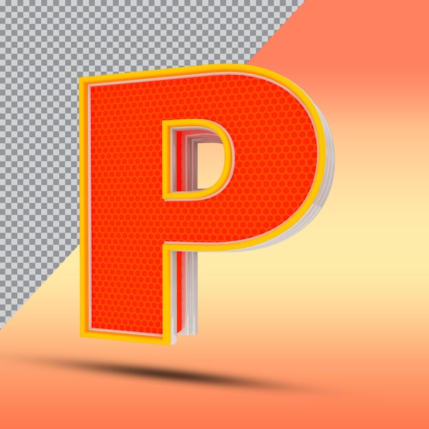 Letras 3D P Efecto Estilo Color Naranja