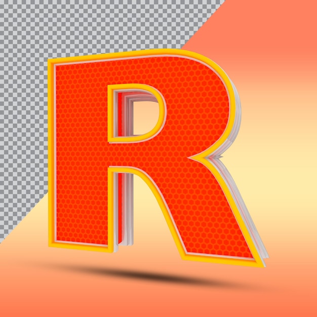 Letras 3d r efecto estilo color naranja