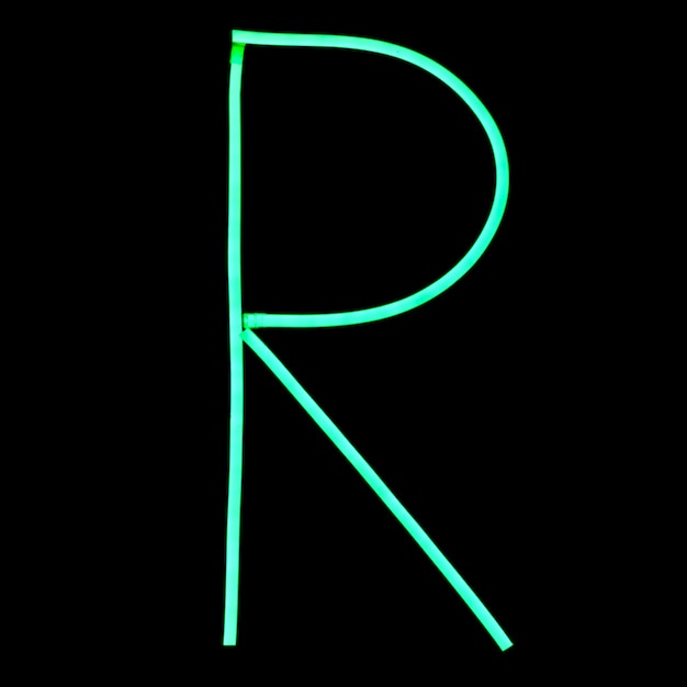 PSD letras de alfabeto de luces de neón verdes