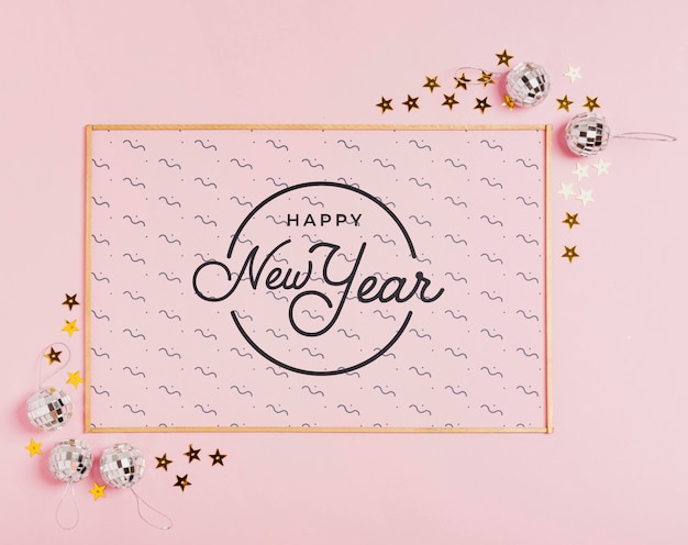 PSD letras de año nuevo con marco simple