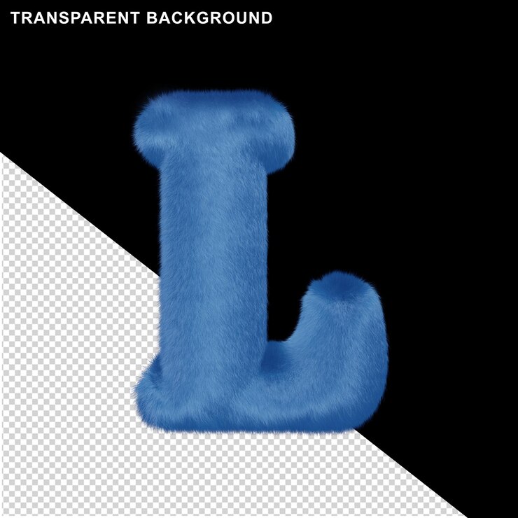 PSD letras azules de piel. 3d letra mayúscula l