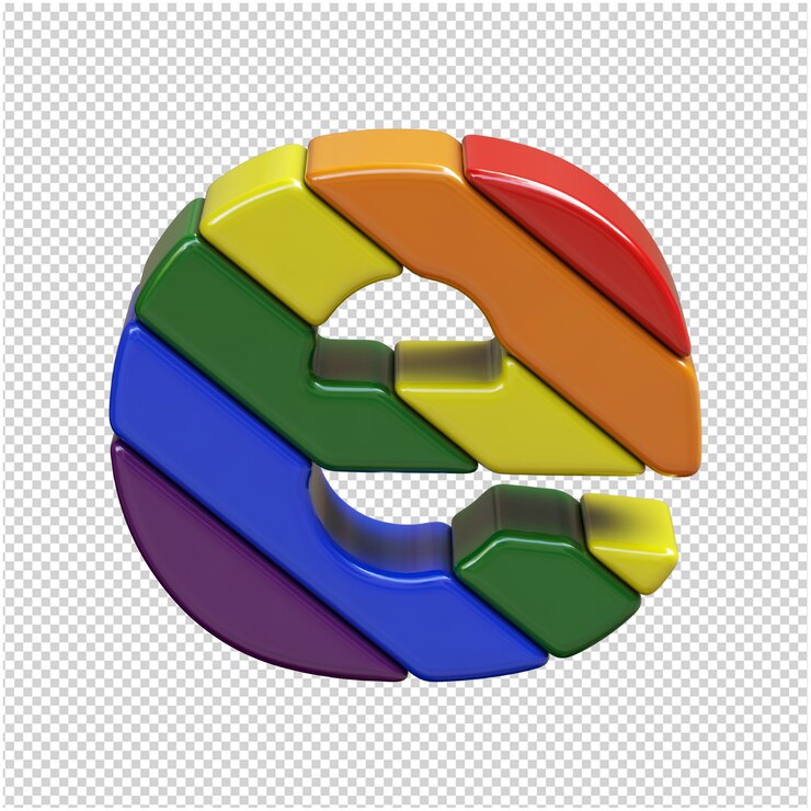 PSD letras de la bandera lgbt diagonalmente vista superior. 3d letra e