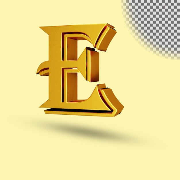 PSD letras brilhantes metálicas de cor dourada renderização em 3d