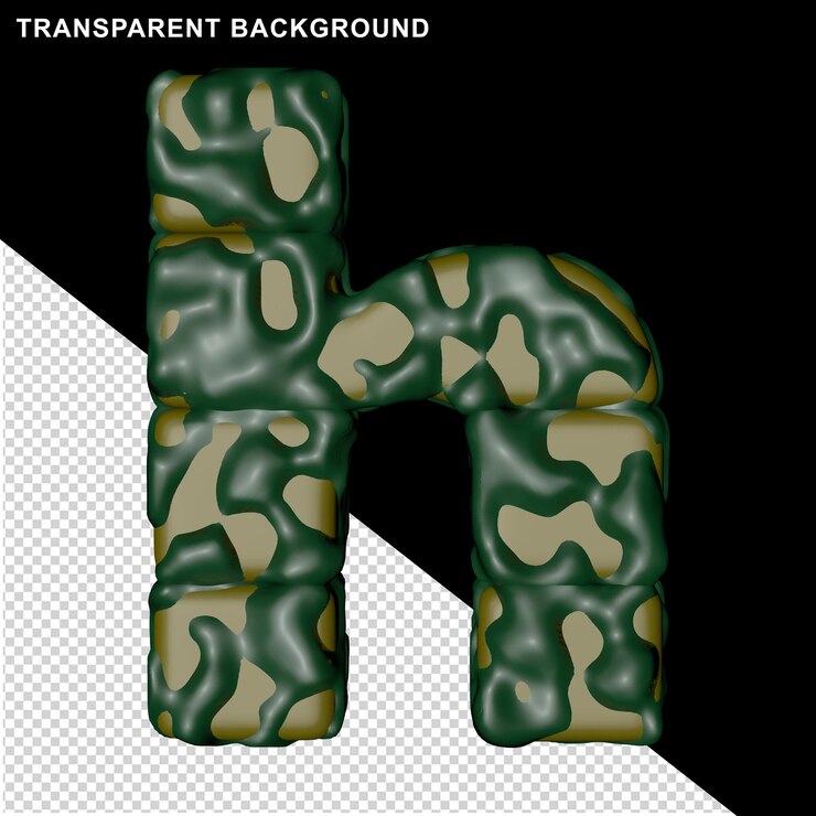 PSD letras de camuflaje. 3d letra h