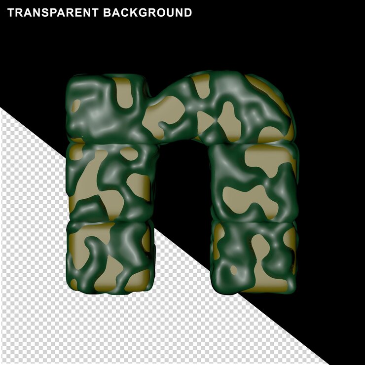 PSD letras de camuflaje. 3d letra n