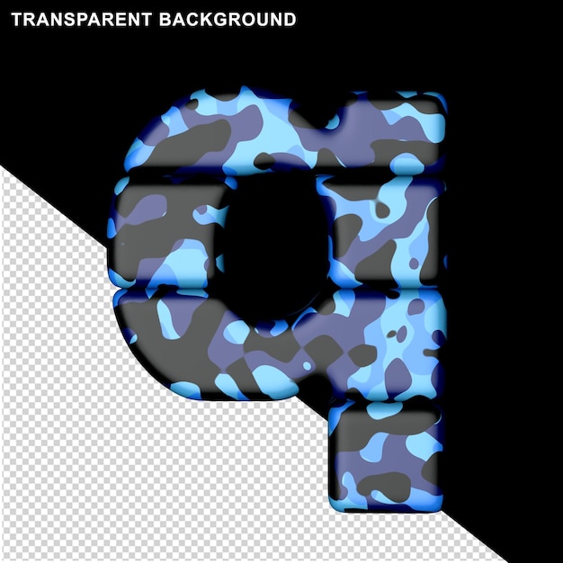 Letras en camuflaje azul 3d letra q