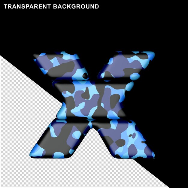Letras en camuflaje azul 3d letra x