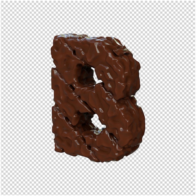 Letras de chocolate giradas a la izquierda. 3d letra b