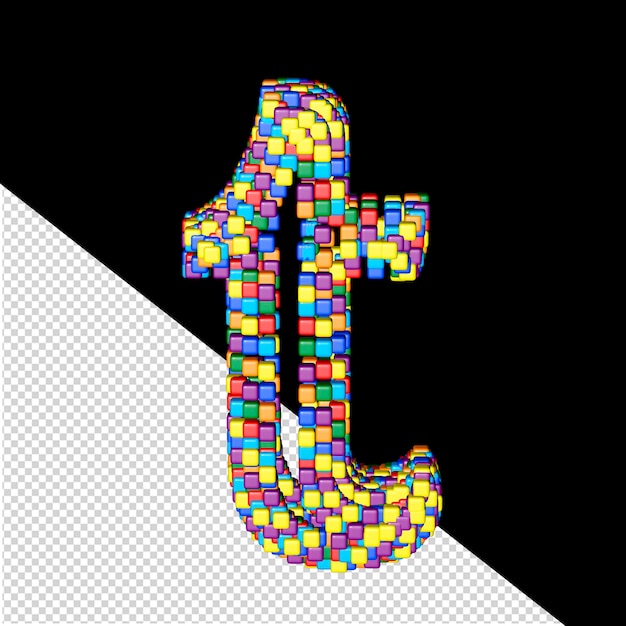 Letras de colores de pequeños cubos letra t