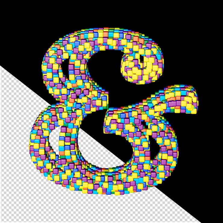 PSD letras de colores de pequeños cubos
