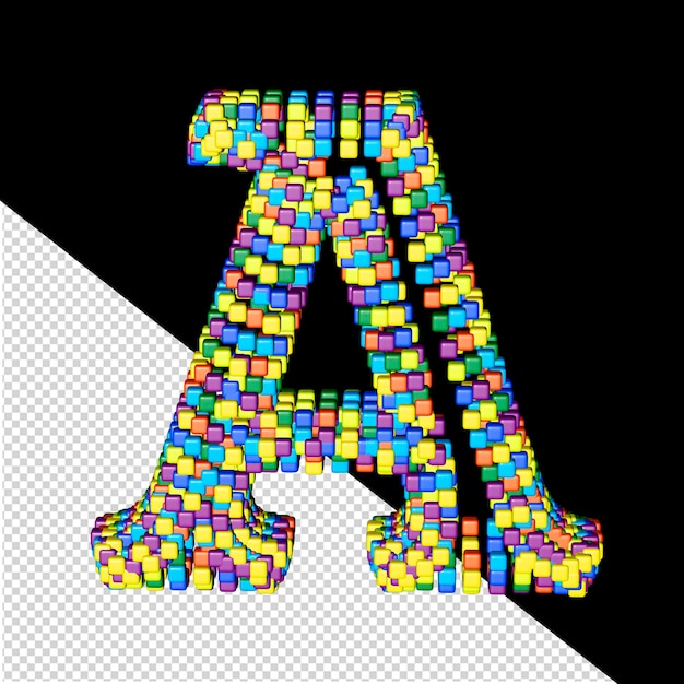 PSD letras coloridas de pequenos cubos letra a