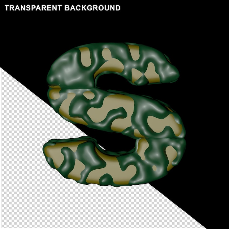 PSD letras de camuflagem. 3d letra s