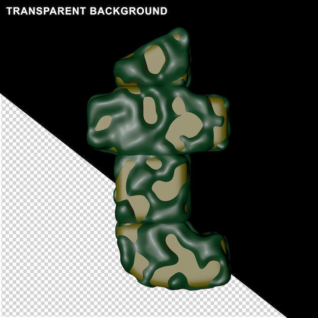 Letras de camuflagem. 3d letra t