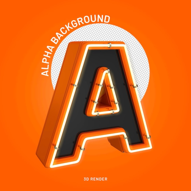 letras de néon elemento de renderização 3D