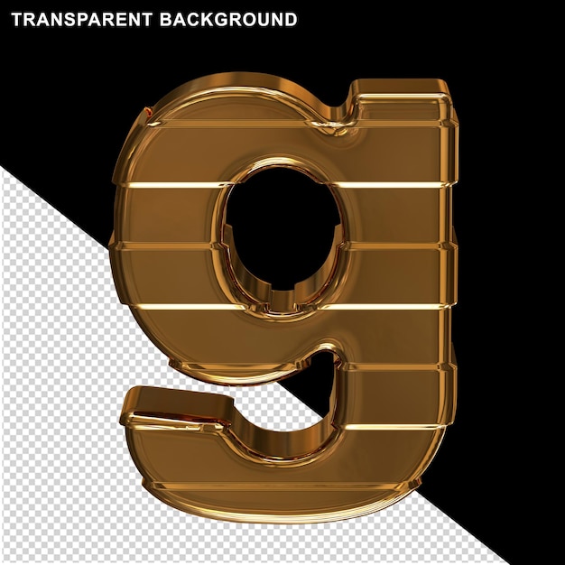 Letras de ouro com tiras horizontais 3d letra g