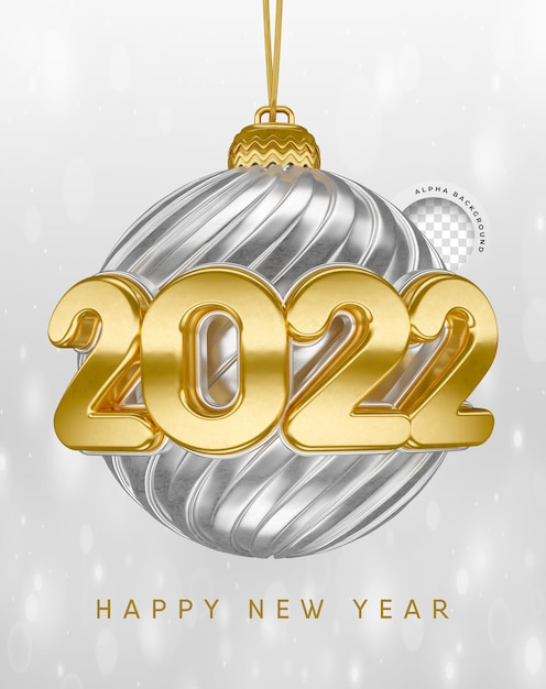 Letras de renderização 3D de ano novo banner em design de conceito ouro