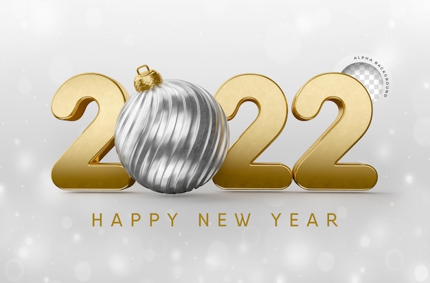 Letras de renderização 3D de ano novo banner em design de conceito ouro