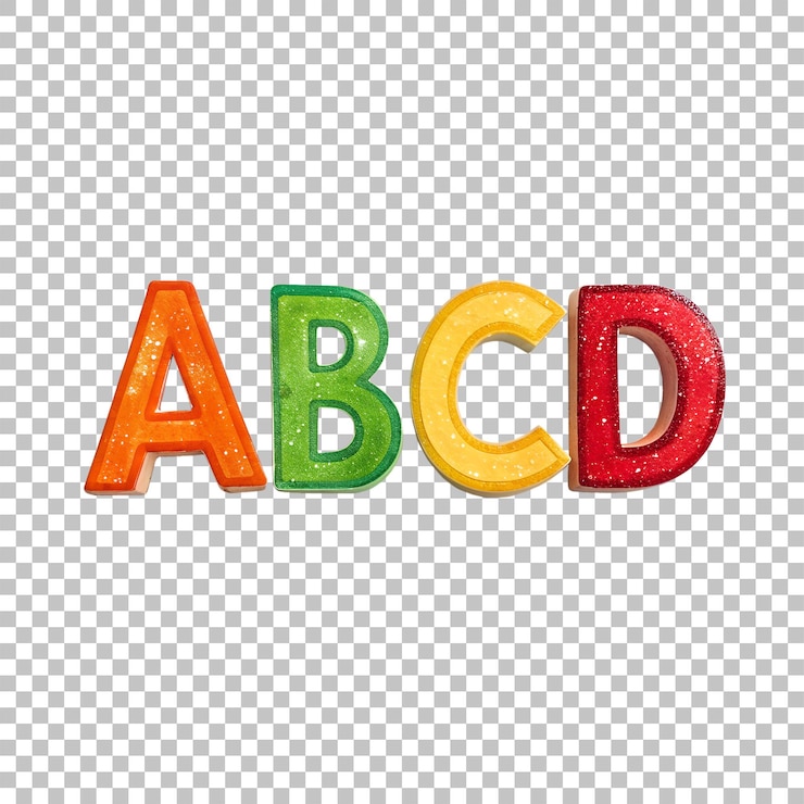 PSD letras do alfabeto abcd para educação e aprendizagem