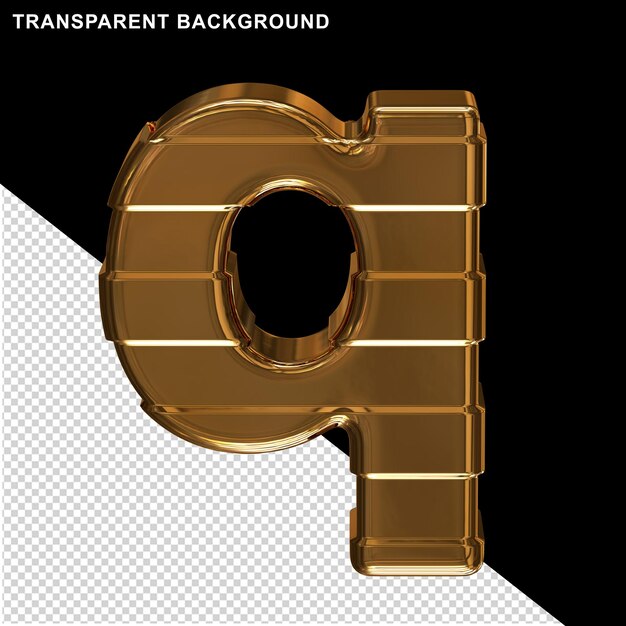 Letras doradas con correas horizontales 3d letra q