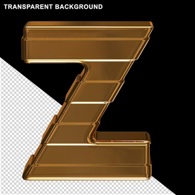 Letras doradas con correas horizontales 3d mayúscula z
