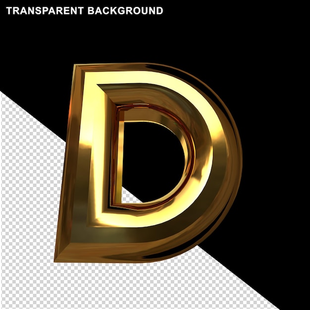Letras en dorado. 3d letra mayúscula d