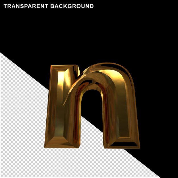 PSD letras en dorado. letra n 3d