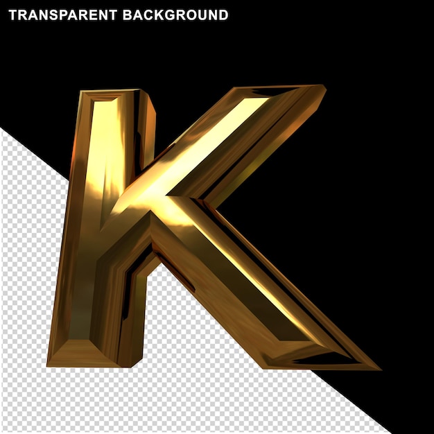 Letras em ouro. letra maiúscula 3d k