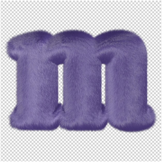 Las letras están hechas de piel violeta. 3d letra m