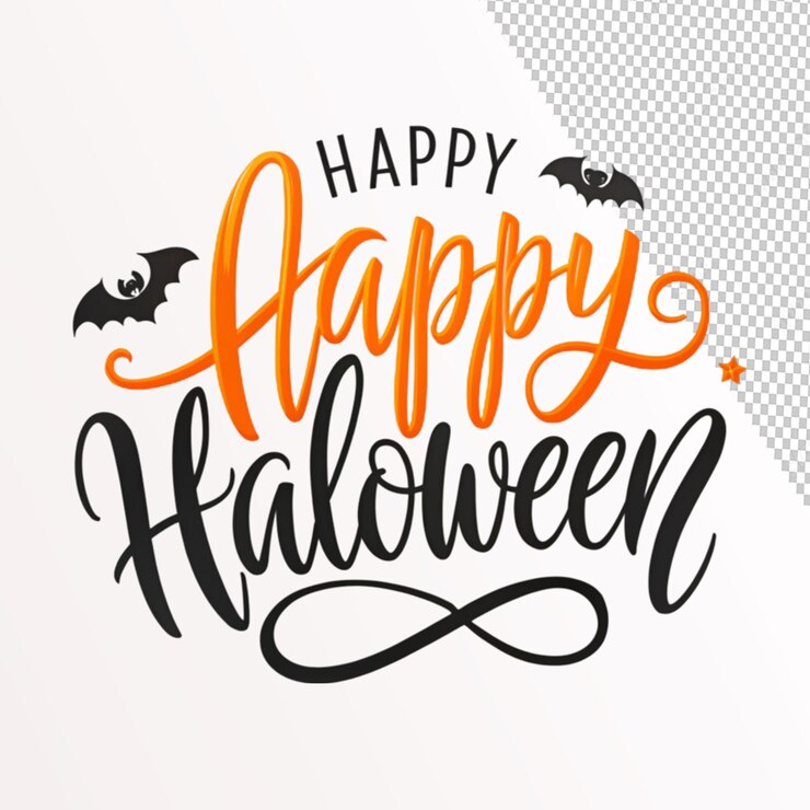 PSD letras felizes de halloween em fundo transparente