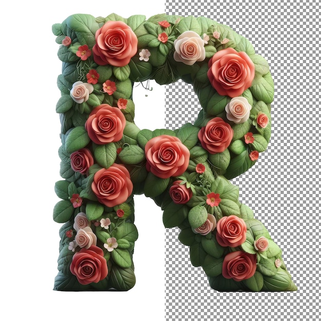 PSD las letras en flor se sumergen en formas de letras florales irresistibles
