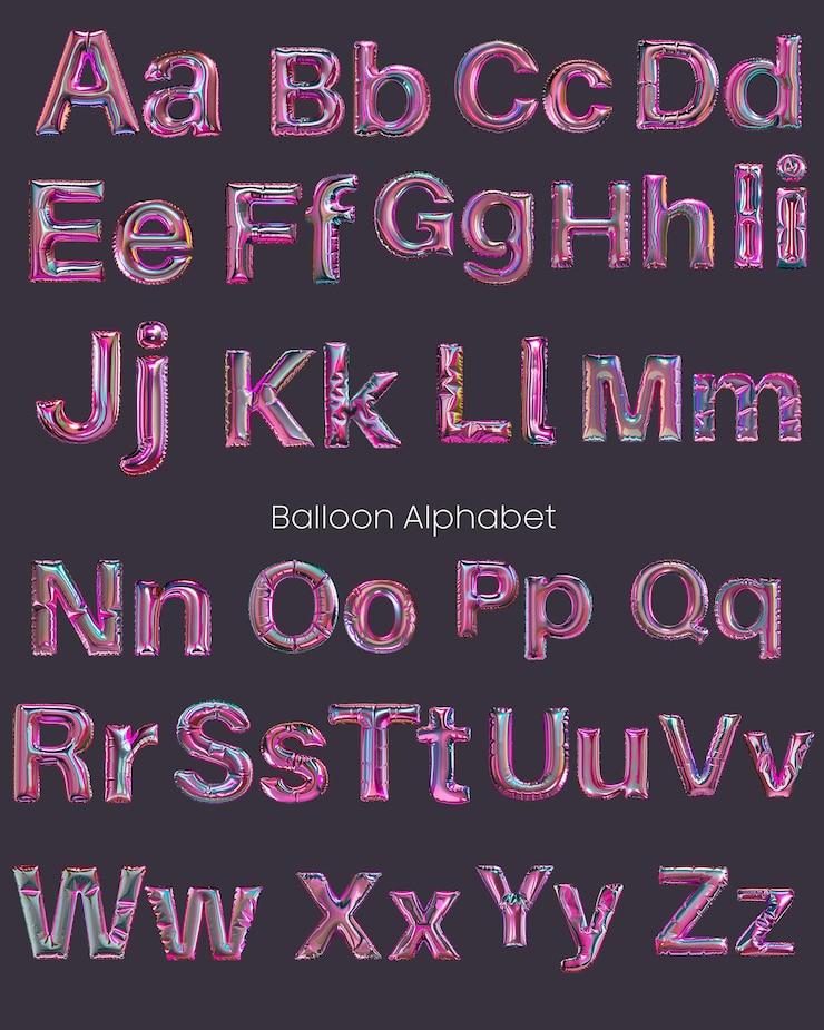 PSD letras de globos inflables 3d cooper psd transparente