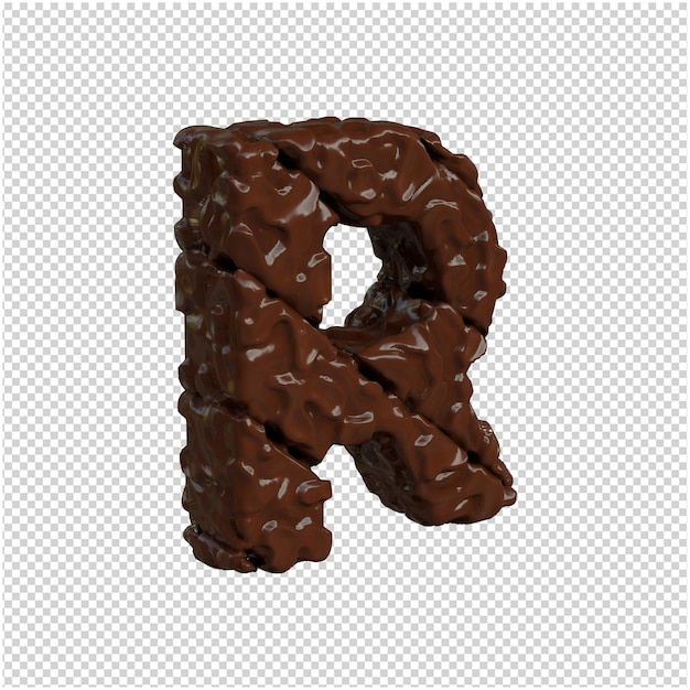 Las letras hechas de chocolate se giran a la derecha. 3d letra r