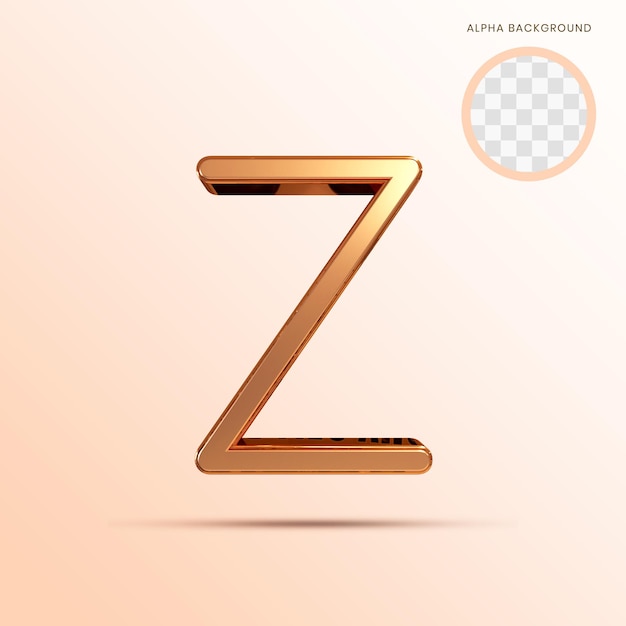 Letras maiúsculas Z 3D em ouro rosa