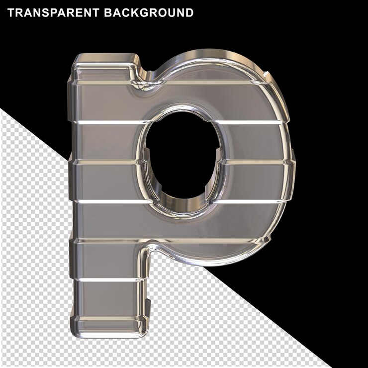 PSD letras plateadas con correas horizontales 3d letra p