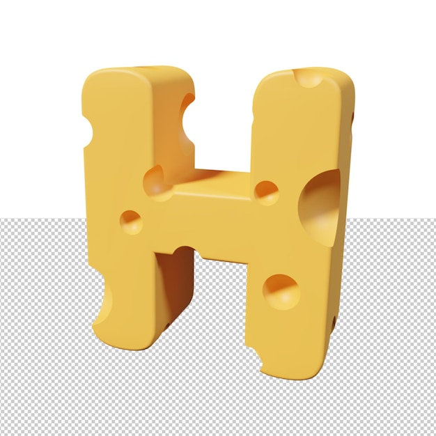 Letras de queso h render de fuente 3d
