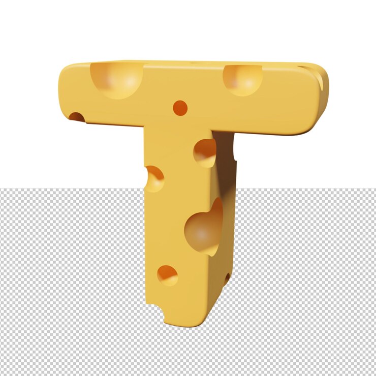 PSD letras de queso t render de fuente 3d