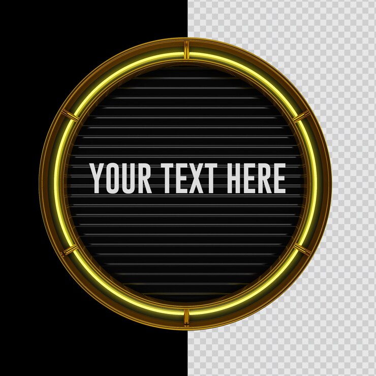 PSD un letrero amarillo y negro que dice tu texto aquí