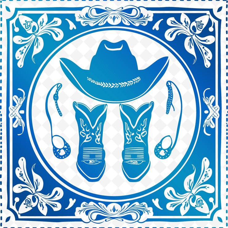 PSD un letrero azul y blanco que dice botas de vaquero