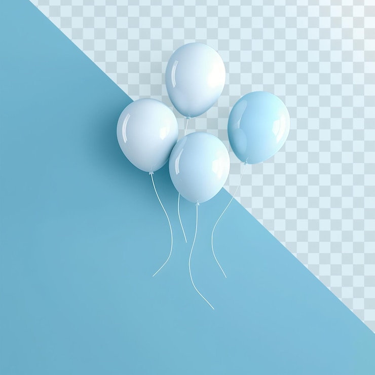 PSD un letrero azul y blanco que dice globos en la parte inferior