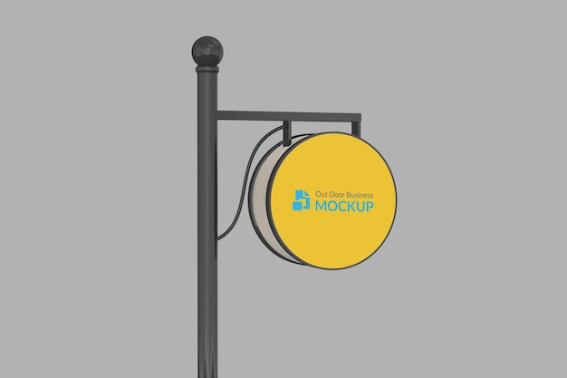 letrero colgante de maqueta de logotipo circular con color editable en ambiente nocturno
