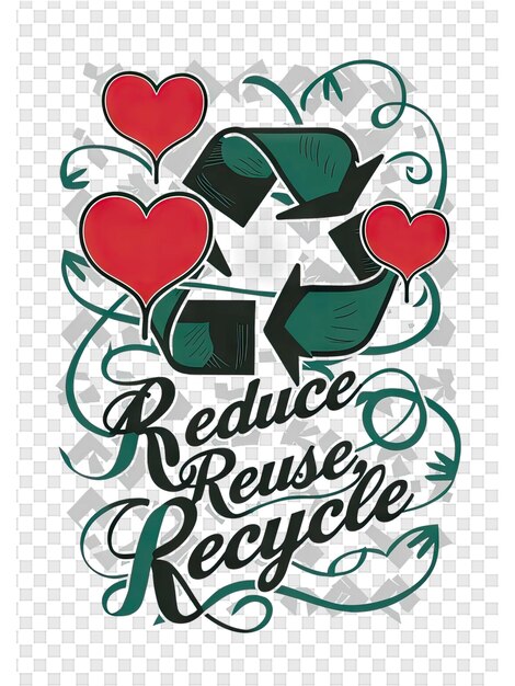 un letrero en forma de corazón verde y rojo que dice "Mantener reciclado reciclado"