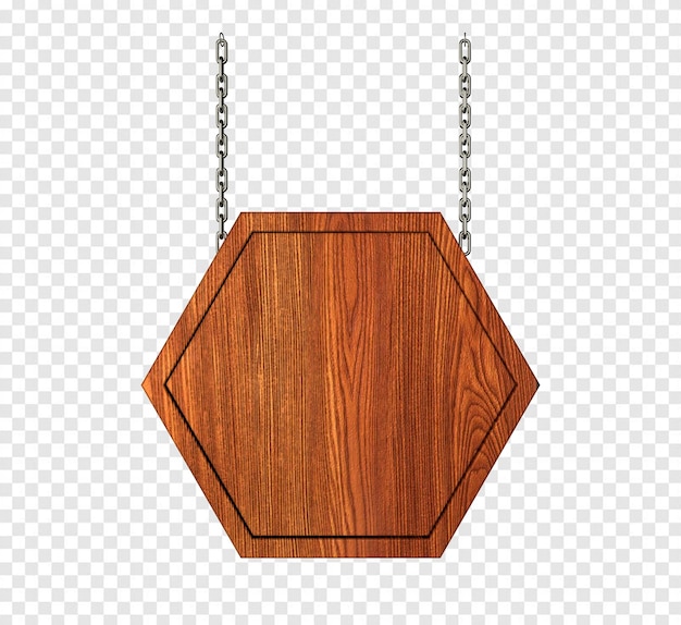 PSD letrero hexagonal de madera con cadena